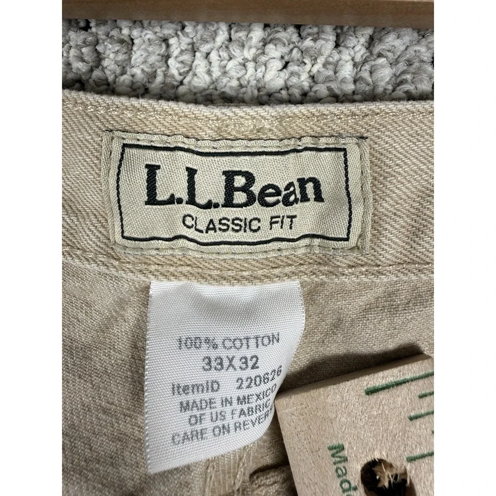 L.L.Bean Classic Fit Khaki Jeans Pants 100% Cotton Beige Tan 31x30.5  Men